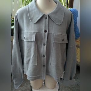 Exc Cotton Viscose Oversized Cropped Dropped Shoulder Waffle Kit Jkt Sz 14-16